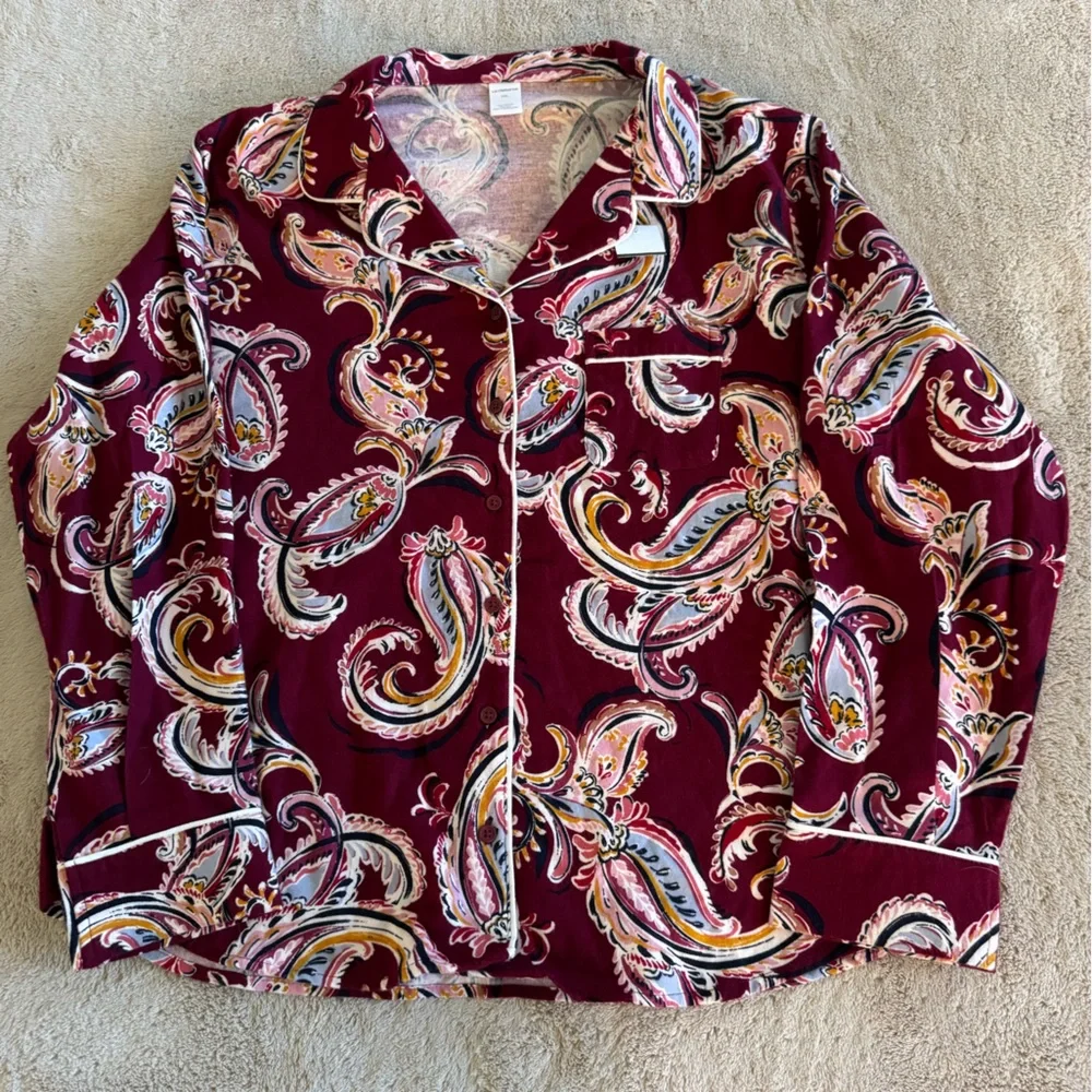 NWT Liz Claiborne Burgundy Paisley Pajamas size XXL - Picture 2 of 10